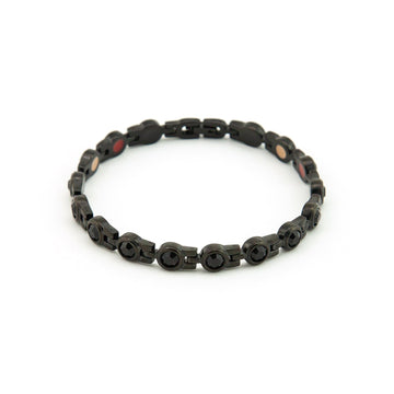 Nocturne - Negative Ion Bracelet, Polished Black Stainless Steel Black Crystals